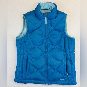 L.L. Bean Kids Vest Sleeveless Full Zip Polyester Down M 10-12 Blue Maine Winter
